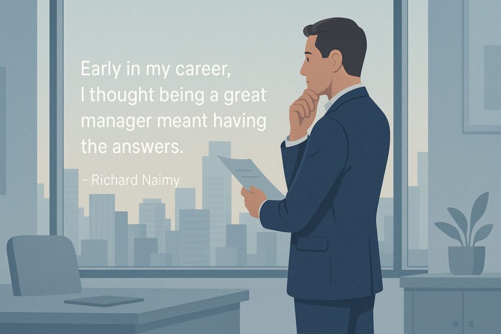 Leader helping team grow with trust, not control — a turning point from manager to true leadership. By Richard Naimy